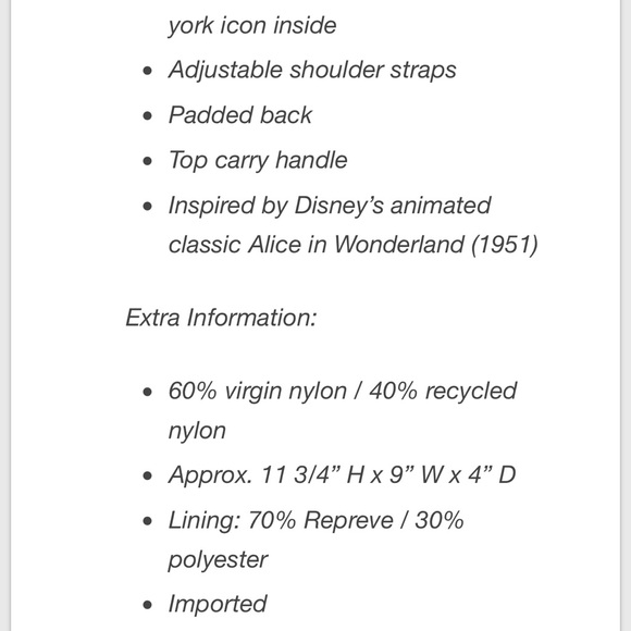 Kate Spade Disney Cheshire Cat Black Backpack - Picture 8 of 8